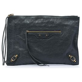 Clutch piatta con zip Balenciaga Gray Lambskin Motocross Classic