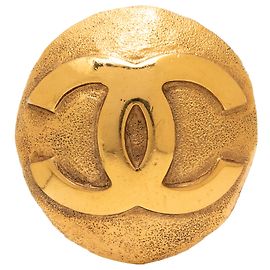 Spilla rotonda Chanel Gold CC placcata oro