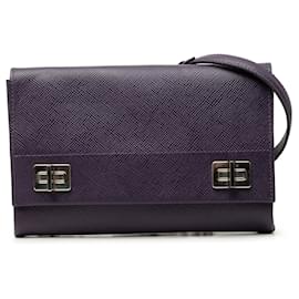 Prada Borsa a tracolla con chiusura Twist Lock in pelle Saffiano viola