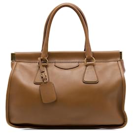 Tote Prada Brown City Calf Frame con manico superiore