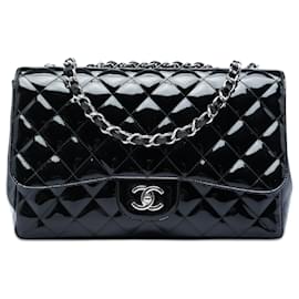 Chanel Black Jumbo Classic Patent Single Flap