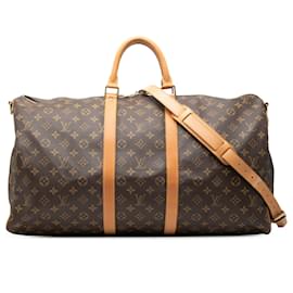 Louis Vuitton Marrone Monogram Keepall Bandouliere 55