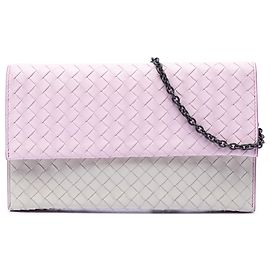 Bottega Veneta zweifarbige pinke Nappa Intrecciato Wallet On Chain mit Kette
