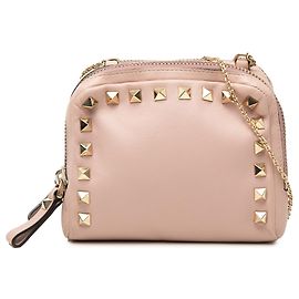 Borsa a tracolla Valentino in pelle rosa con dettagli Rockstud e doppia zip