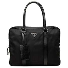 Borsa Business in Tessuto con bordi in Saffiano nero Prada