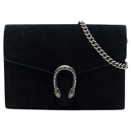 Portafoglio con catena Dionysus in scamosciato nero Gucci