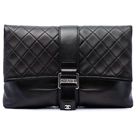 Clutch Grip in agnello trapuntato nero Chanel