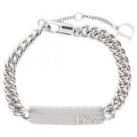 Christian Dior Dior Guilloche Chain Link Bracelet Stainless Steel Bracelet