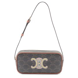 Céline CELINE Borsa a tracolla in pelle Triomphe e tela rivestita in PVC