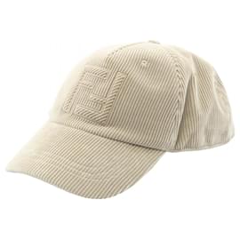 Cappellino in velluto a coste di cotone con logo FF Fendi