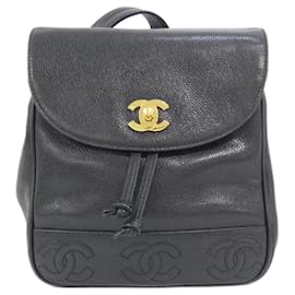 Chanel Rucksack aus genarbtem schwarzem Kalbsleder