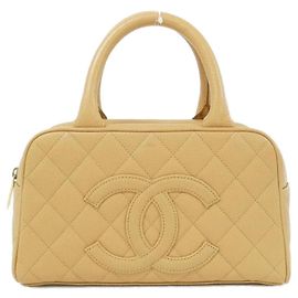 Borsa Boston Chanel 20996 in pelle di vitello granulata beige