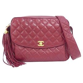 Chanel 03740 Schultertasche aus Bordeaux Lammleder