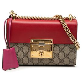 Gucci GG Supreme Schultertasche mit Vorhängeschloss-Kette