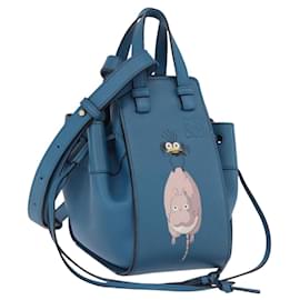 LOEWE Ghibli Kollaboration Hammock Mini Handtasche Leder Navy Gold Auth 192072SM - Loewe