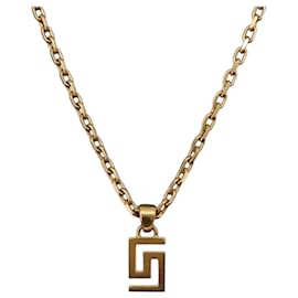 VERSACE Greca Top Halskette Metall Goldton Auth SW2537A - Versace