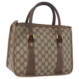 Borsa GUCCI GG Supreme Web Sherry Line PVC Beige Oro 41 02 039 Auth BA14425