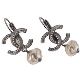 Orecchini CHANEL COCO Mark Pierce Earring metallo Silver CC Auth 189767A