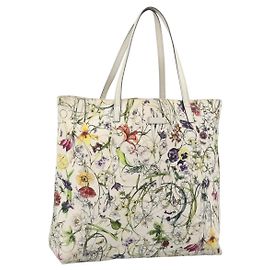 GUCCI Flora Tote Bag Canvas White Multicolor 295252 Auth ep15276