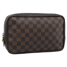 LOUIS VUITTON Damier Ebene Trousse Toilette 25 Clutch Bag N47623 LV Auth ep15320