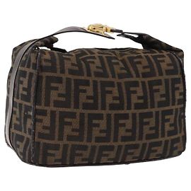 Borsa Vanity FENDI in tela Zucca Marrone Oro Auth 191739