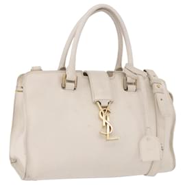 SAINT LAURENT Borsa a mano Baby Kabas in pelle 2 modi Beige Gold Auth ka5267