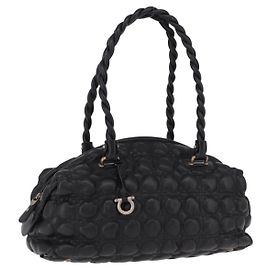Borsa Boston Salvatore Ferragamo Gancini in pelle nera argento Autentica 192056V