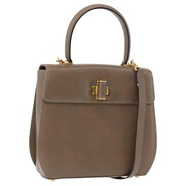 Salvatore Ferragamo Gancini Hand Bag Leather 2way Brown Gold Auth ka5266