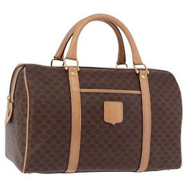 Céline Borsa Boston CELINE in tela Macadam PVC Pelle Marrone Oro Auth bs36061V