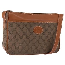 Borsa a Spalla GUCCI GG Canvas Beige Oro Auth ep15115