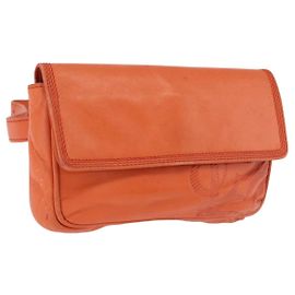 LOEWE Anagram Waist bag Leather Orange Gold Auth bs36195A