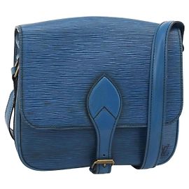LOUIS VUITTON Epi Cartouchiere MM Bolso de Hombro Azul M52245 LV Auth 192922