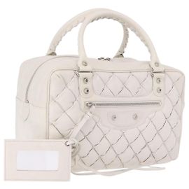 BALENCIAGA Borsa The Matelasse in pelle Bianco Argento 168031 Auth yk20631V