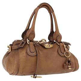 Chloé Borsa Chloe Paddington in pelle marrone oro argento Auth BA14503V