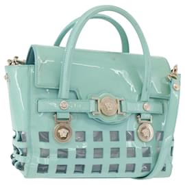 VERSACE Handtasche aus Lackleder 2way Grün Gold Auth BA14483 - Versace
