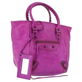 BALENCIAGA Borsa a mano The Drum in pelle viola 232732 Auth bs36143V