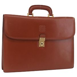 Borsa Business LOEWE in pelle marrone oro Auth bs36070
