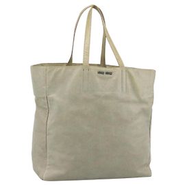 Borsa Tote Miu Miu in pelle beige argento Auth 192293