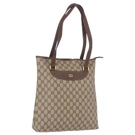 GUCCI GG Supreme Tote Bag PVC Leather Beige Gold 002 123 6130 Auth 191891