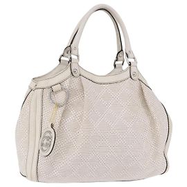 Bolso Tote GUCCI GG Canvas Guccissima de cuero Blanco Plata 211944 Auth ka5249