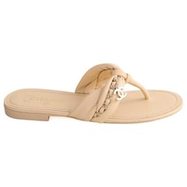 Sandali Chanel beige in pelle taglia 38