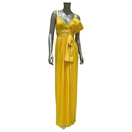 Robe longue à nœud en soie jaune Dolce & Gabbana Taille 38 Occasion