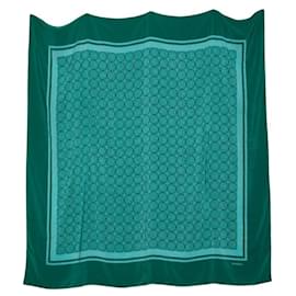 Chanel Stola aus grüner Seide mit geometrischem Muster