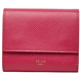 Cartera pequeña trifold Celine en piel rosa - Céline