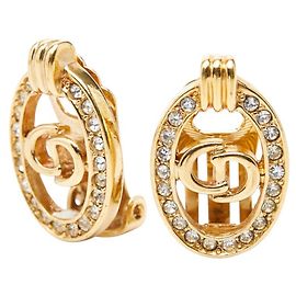 Orecchini a clip Christian Dior placcati oro e strass
