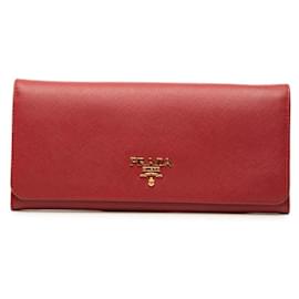 Lange Prada Geldbörse 1M1132 aus rotem Saffiano-Leder