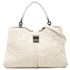 Borsa a tracolla in pelle Bottega Veneta Intrecciato Napoli Off-White