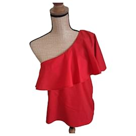Zapa Paris Asymmetrisches rotes Top mit Rüschen