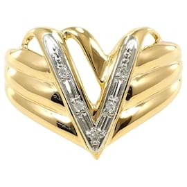 Autre Marque Diamantring aus PT900 Platin und 18K Gelbgold