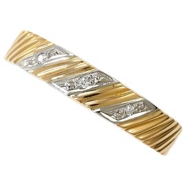 Autre Marque 18K Gelbgold- und Platin 900 Bandring mit Diamant